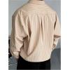 image:imageGORGLITTER Mens Cropped Button Down Shirts Striped Long Sleeve Oversized Casual Shirt Hip Hop StreetwearApricot