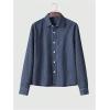 image:imageGORGLITTER Mens Cropped Button Down Shirts Striped Long Sleeve Oversized Casual Shirt Hip Hop StreetwearDark Blue