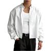 image:imageGORGLITTER Mens Cropped Button Down Shirts Striped Long Sleeve Oversized Casual Shirt Hip Hop StreetwearWhite