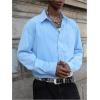 image:imageGORGLITTER Mens Cropped Button Up Shirt Vintage Long Sleeve Collared Cool Boxy Casual Streetwear Crop TopBlue