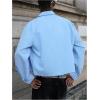image:imageGORGLITTER Mens Cropped Button Up Shirt Vintage Long Sleeve Collared Cool Boxy Casual Streetwear Crop TopBlue