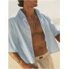 image:imageGORGLITTER Mens Cropped Button Up Shirts Striped Short Sleeve Crop Tops Summer Vacation Cruise OutfitsBlue and White