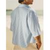 image:imageGORGLITTER Mens Cropped Button Up Shirts Striped Short Sleeve Crop Tops Summer Vacation Cruise OutfitsBlue and White