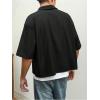 image:imageGORGLITTER Mens Cropped Shirt Button Bown Short Sleeve Casual Collar Neck Summer Shirts Crop TopBlack