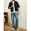 image:imageGORGLITTER Mens Cropped Shirt Button Bown Short Sleeve Casual Collar Neck Summer Shirts Crop TopBlack