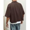 image:imageGORGLITTER Mens Cropped Shirt Button Bown Short Sleeve Casual Collar Neck Summer Shirts Crop TopCoffee Brown