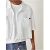 image:imageGORGLITTER Mens Cropped Shirt Button Bown Short Sleeve Casual Collar Neck Summer Shirts Crop TopWhite