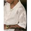 image:imageGORGLITTER Mens Cropped Shirt Button Up Floral Sheer Mesh Short Sleeve Boxy Collared Loose Casual Boho StreetwearWhite