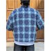 image:imageGORGLITTER Mens Cropped Shirt Button Up Short Sleeve Color Block Distressed Y2k Crop Top StreetwearBlue