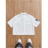 image:imageGORGLITTER Mens Cropped Shirt Graphic Button Up Oversized Short Sleeve Collared Boxy Going Out Streetwear Tops White XLarge