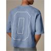 image:imageGORGLITTER Mens Cropped T Shirt Boxy Crop Tees Top Number Graphic Short Sleeve Crewneck Faux Suede Shirts StreetwearBlue
