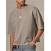 image:imageGORGLITTER Mens Cropped T Shirt Boxy Crop Tees Top Number Graphic Short Sleeve Crewneck Faux Suede Shirts StreetwearBrown