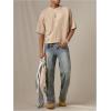 image:imageGORGLITTER Mens Cropped T Shirt Boxy Crop Tees Top Number Graphic Short Sleeve Crewneck Faux Suede Shirts StreetwearKhaki