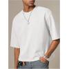 image:imageGORGLITTER Mens Cropped T Shirt Boxy Crop Tees Top Number Graphic Short Sleeve Crewneck Faux Suede Shirts StreetwearWhite