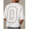 image:imageGORGLITTER Mens Cropped T Shirt Boxy Crop Tees Top Number Graphic Short Sleeve Crewneck Faux Suede Shirts StreetwearWhite