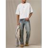 image:imageGORGLITTER Mens Cropped T Shirt Boxy Crop Tees Top Number Graphic Short Sleeve Crewneck Faux Suede Shirts StreetwearWhite