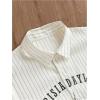 image:imageGORGLITTER Mens Cropped T Shirt Oversized Striped Button Up Letter Graphic Short Sleeve Collared Crop Tops StreetwearBlack and White
