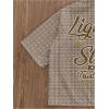 image:imageGORGLITTER Mens Cropped T Shirt Oversized Striped Button Up Letter Graphic Short Sleeve Collared Crop Tops StreetwearBrown