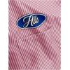 image:imageGORGLITTER Mens Cropped T Shirt Oversized Striped Button Up Letter Graphic Short Sleeve Collared Crop Tops StreetwearPink Patched