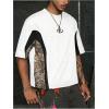 image:imageGORGLITTER Mens Cropped T Shirt Y2k Camo Graphic Short Sleeve Color Block Crew Neck Crop Tops Shirt StreetwearWhite