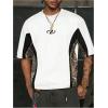 image:imageGORGLITTER Mens Cropped T Shirt Y2k Camo Graphic Short Sleeve Color Block Crew Neck Crop Tops Shirt StreetwearWhite