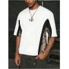 image:imageGORGLITTER Mens Cropped T Shirt Y2k Camo Graphic Short Sleeve Color Block Crew Neck Crop Tops Shirt StreetwearWhite