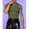 image:imageGORGLITTER Mens Cropped Tank Top Y2K Sleeveless Crop Top Slim Fit Muscle T Shirts Fashion Workout Rave StreetwearArmy Green