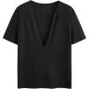 image:imageGORGLITTER Mens Deep V Neck T Shirts Knit Short Sleeve Casual Summer Beach Vacation Hippie Y2k Tee Dress ShirtsSolid Black