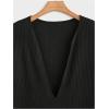 image:imageGORGLITTER Mens Deep V Neck T Shirts Knit Short Sleeve Casual Summer Beach Vacation Hippie Y2k Tee Dress ShirtsSolid Black