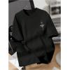 image:imageGORGLITTER Mens Drop Shoulder Graphic Tee TShirts Crewneck Short Sleeve Casual Summer TopsBlack