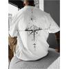image:imageGORGLITTER Mens Drop Shoulder Graphic Tee TShirts Crewneck Short Sleeve Casual Summer TopsWhite