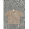 image:imageGORGLITTER Mens Gingham Cropped Shirt Button Down Up Plaid Checkered Short Sleeve Collar Loose Streetwear Crop TopsCoffee Brown
