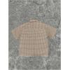 image:imageGORGLITTER Mens Gingham Cropped Shirt Button Down Up Plaid Checkered Short Sleeve Collar Loose Streetwear Crop TopsCoffee Brown