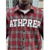 image:imageGORGLITTER Mens Gingham Cropped Shirt Button Up Checkered Jersey Y2K Graphic Boxy Cool Streetwear Crop TopsRed