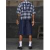 image:imageGORGLITTER Mens Gingham Cropped Shirt Button Up Number Graphic Boxy Short Sleeve Vacation Crop Tee Tops StreetwearBlue and White