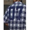 image:imageGORGLITTER Mens Gingham Cropped Shirt Button Up Number Graphic Boxy Short Sleeve Vacation Crop Tee Tops StreetwearBlue and White