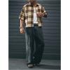 image:imageGORGLITTER Mens Gingham Cropped Shirt Button Up Number Graphic Boxy Short Sleeve Vacation Crop Tee Tops StreetwearBrown
