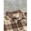 image:imageGORGLITTER Mens Gingham Cropped Shirt Button Up Number Graphic Boxy Short Sleeve Vacation Crop Tee Tops StreetwearKhaki