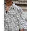 image:imageGORGLITTER Mens Gingham Cropped Shirt Button Up Number Graphic Boxy Short Sleeve Vacation Crop Tee Tops StreetwearMulticolor Letter