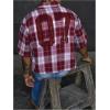 image:imageGORGLITTER Mens Gingham Cropped Shirt Button Up Number Graphic Boxy Short Sleeve Vacation Crop Tee Tops StreetwearRed Plaid
