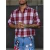 image:imageGORGLITTER Mens Gingham Cropped Shirt Button Up Number Graphic Boxy Short Sleeve Vacation Crop Tee Tops StreetwearRed Plaid