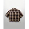 image:imageGORGLITTER Mens Gingham Cropped Shirt Button Up Y2K Rhinestone Short Sleeve Boxy Collared Plaid Streetwear Crop TopsCoffee Brown