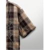 image:imageGORGLITTER Mens Gingham Cropped Shirt Button Up Y2K Rhinestone Short Sleeve Boxy Collared Plaid Streetwear Crop TopsCoffee Brown