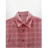 image:imageGORGLITTER Mens Gingham Cropped Shirt Button Up Y2K Rhinestone Short Sleeve Boxy Collared Plaid Streetwear Crop TopsRed