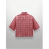 image:imageGORGLITTER Mens Gingham Cropped Shirt Button Up Y2K Rhinestone Short Sleeve Boxy Collared Plaid Streetwear Crop TopsRed