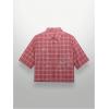 image:imageGORGLITTER Mens Gingham Cropped Shirt Button Up Y2K Rhinestone Short Sleeve Boxy Collared Plaid Streetwear Crop TopsRed