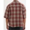 image:imageGORGLITTER Mens Gingham Cropped Shirt Plaid Button Up Short Sleeve Checkered Vintage Streetwear Crop Tops TeeRed