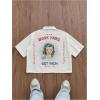 image:imageGORGLITTER Mens Graphic Button Up Cropped Shirt Short Sleeve Collar Top StreetwearApricot