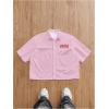 image:imageGORGLITTER Mens Graphic Button Up Cropped Shirt Short Sleeve Collar Top StreetwearPink