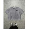 image:imageGORGLITTER Mens Graphic Crop Tee Top Oversized Y2K Short Sleeve Crew Neck Boxy Vintage Streetwear Cropped ShirtsGrey Graphic